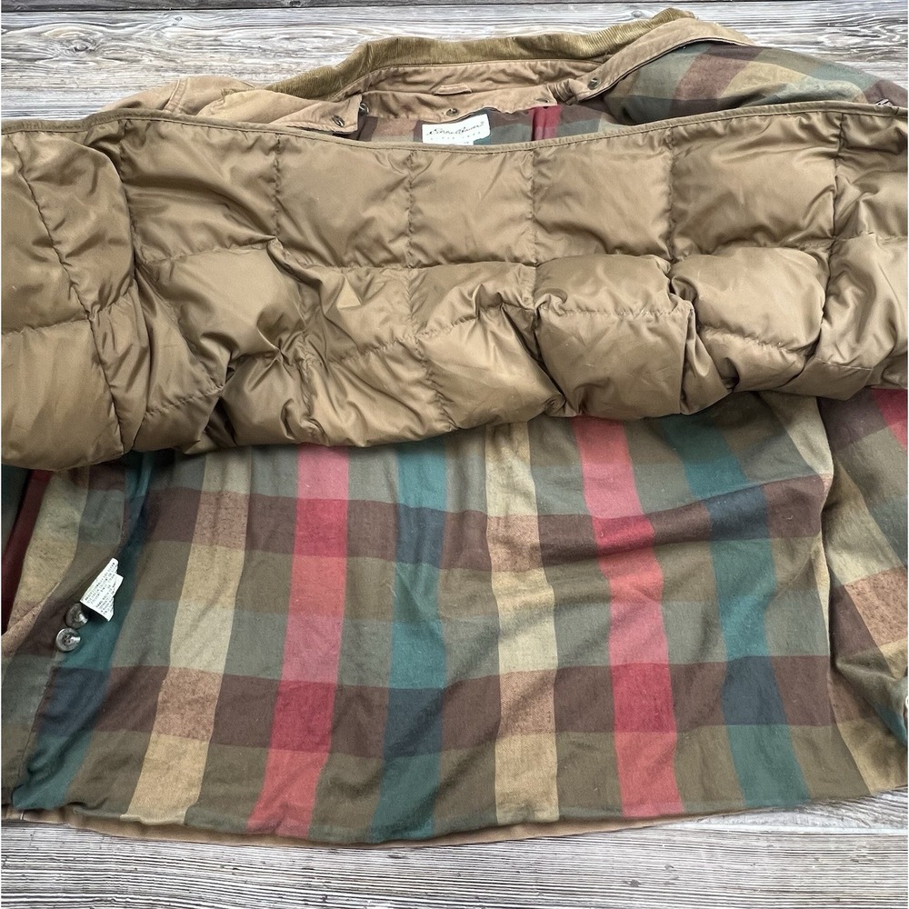 Vtg Eddie Bauer Down Filled Brown Work Chore Barn Coat Jacket XL Gorpcore Chore - Picture 12 of 16